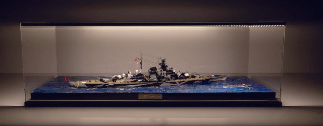 Vitrinen für Modellbau Schiffe. Passt für Bismark-Tirpitz im Maßstab 1:350 80x20x23 cm